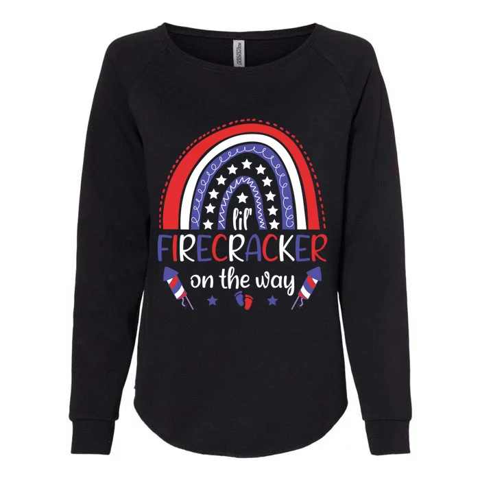 American Mommy July 4th Mommy Lil Firecracker On The Way Gift Womens California Wash Sweatshirt