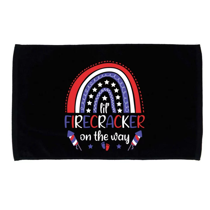 American Mommy July 4th Mommy Lil Firecracker On The Way Gift Microfiber Hand Towel