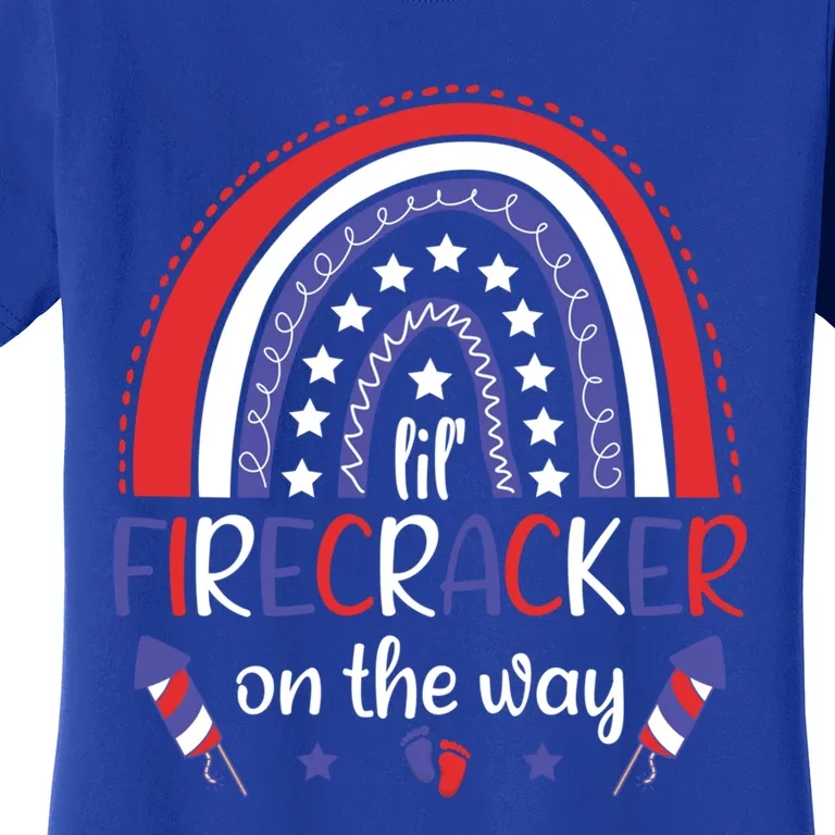 American Mommy July 4th Mommy Lil Firecracker On The Way Gift Women's T-Shirt