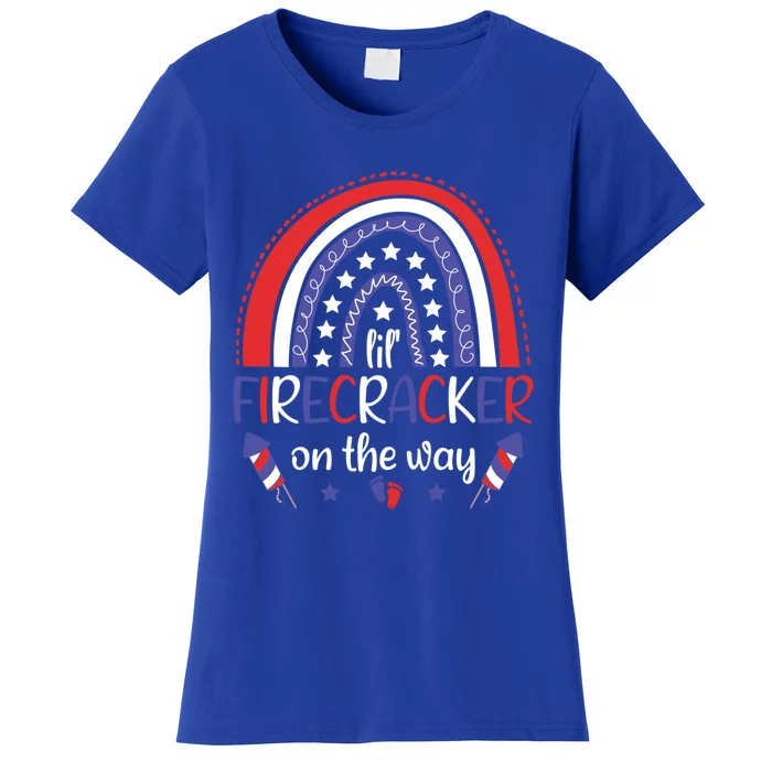 American Mommy July 4th Mommy Lil Firecracker On The Way Gift Women's T-Shirt