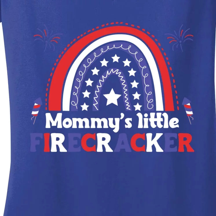 American Mommy July 4th Mommys Little Firecracker Gift Women's V-Neck T-Shirt