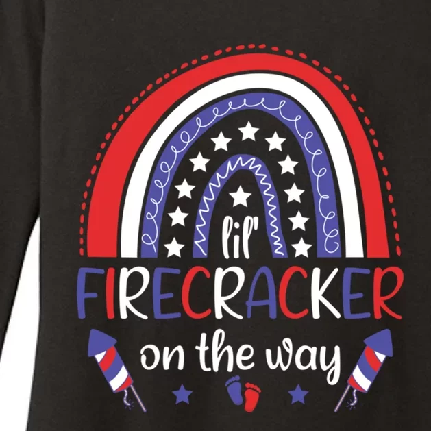 American Mommy July 4th Mommy Lil Firecracker On The Way Gift Womens CVC Long Sleeve Shirt