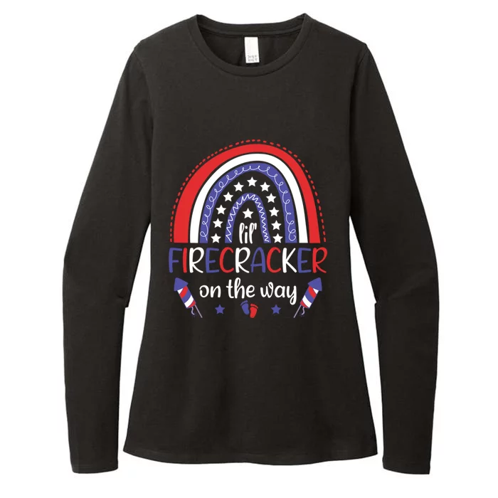 American Mommy July 4th Mommy Lil Firecracker On The Way Gift Womens CVC Long Sleeve Shirt