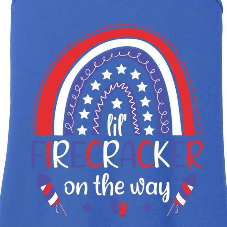 American Mommy July 4th Mommy Lil Firecracker On The Way Gift Ladies Essential Tank