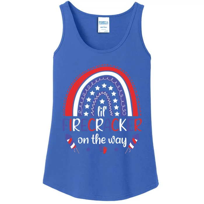 American Mommy July 4th Mommy Lil Firecracker On The Way Gift Ladies Essential Tank