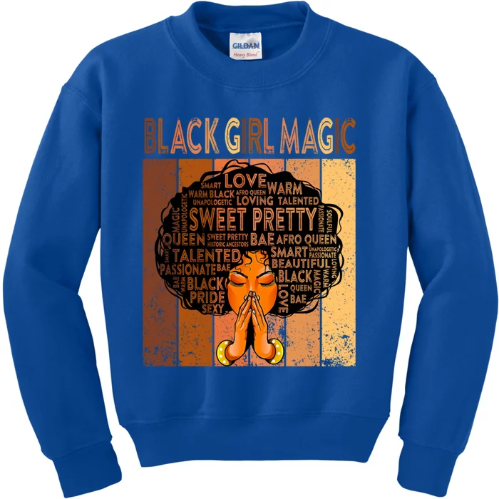 Afro Melanin Juneteenth Black History Black Magic Gift Kids Sweatshirt