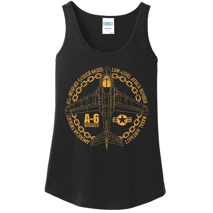 A6 Military Jet Aircraft Distressed Style Airplane Art Ladies Essential Tank