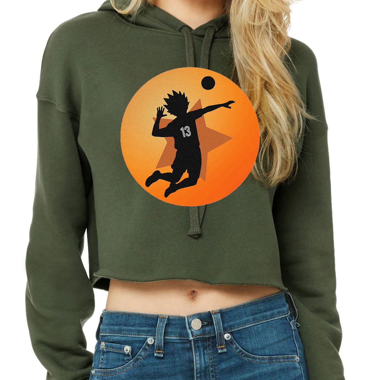 Anime Merch Japanese Number 13 Star Anime Volleyball Crop Top Hoodie |  TeeShirtPalace