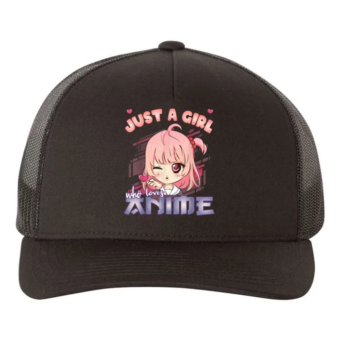 Anime Merch Just A Girl Who Loves Anime Anime Girl Manga Yupoong Adult 5-Panel Trucker Hat