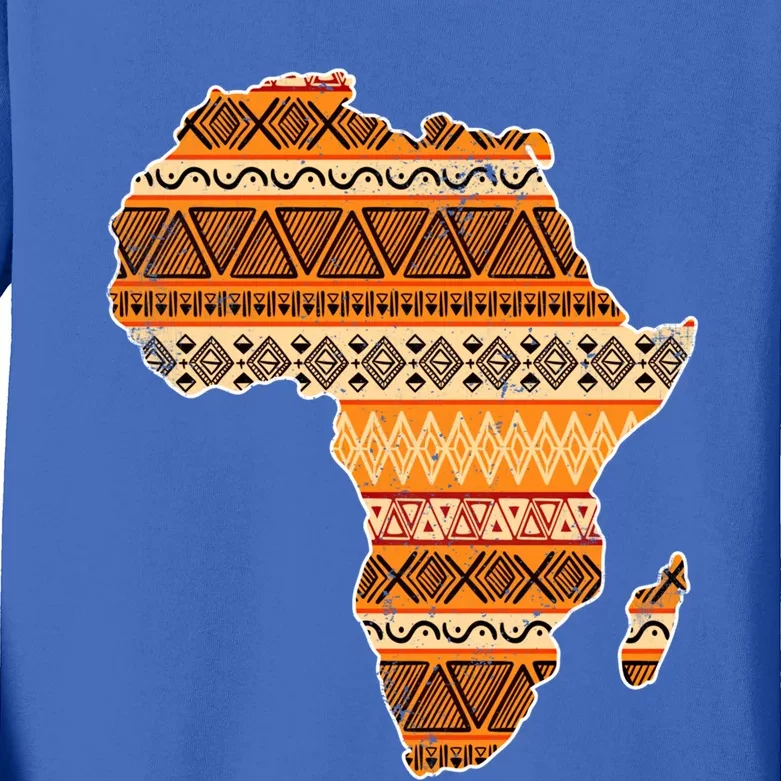 Africa Map Kente Cloth Black History Month Afro Africa Pride Gift Kids Long Sleeve Shirt