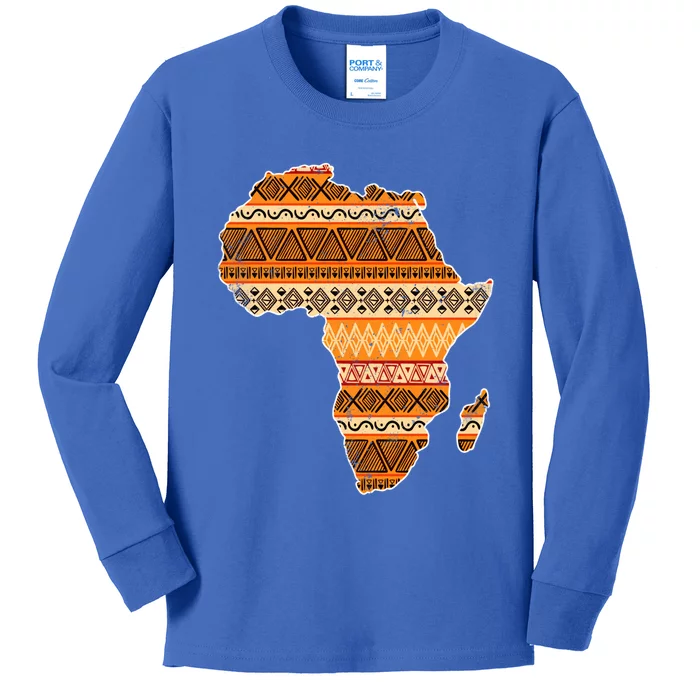 Africa Map Kente Cloth Black History Month Afro Africa Pride Gift Kids Long Sleeve Shirt