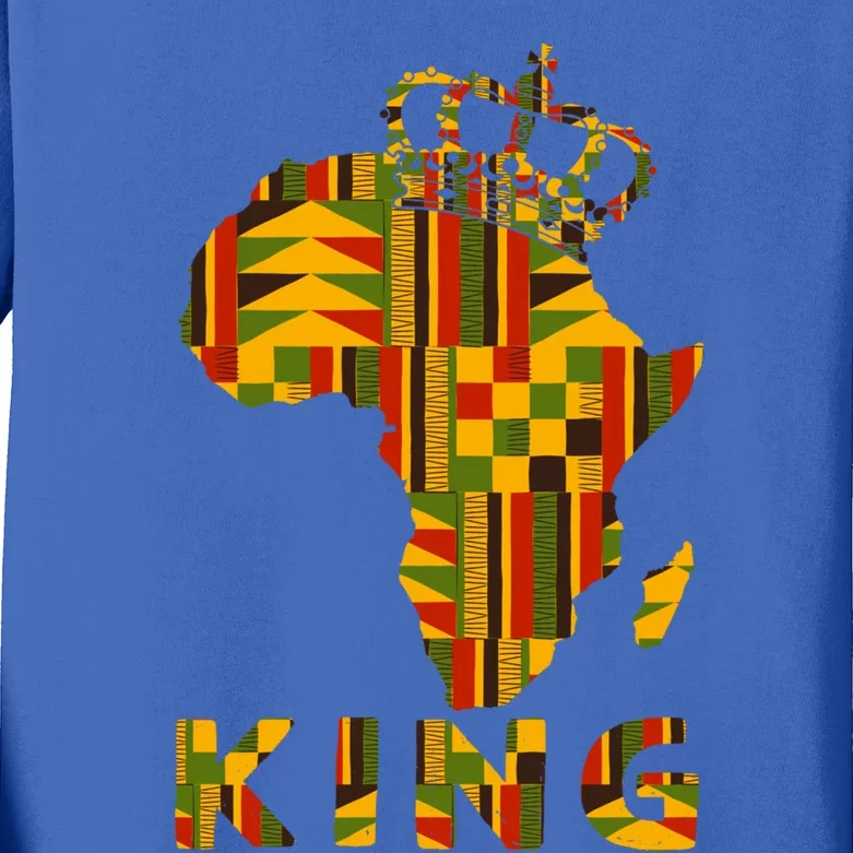 Africa Map Kente Cloth For King African Lover Funny Gift Kids Long Sleeve Shirt