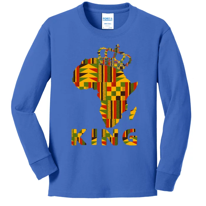 Africa Map Kente Cloth For King African Lover Funny Gift Kids Long Sleeve Shirt