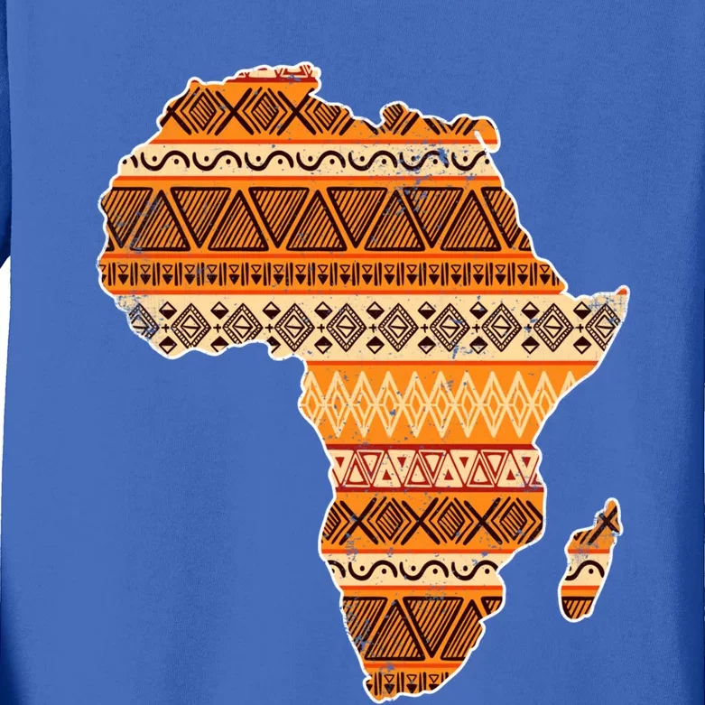 Africa Map Kente Cloth Black History Month Afro Africa Pride Gift Kids Long Sleeve Shirt