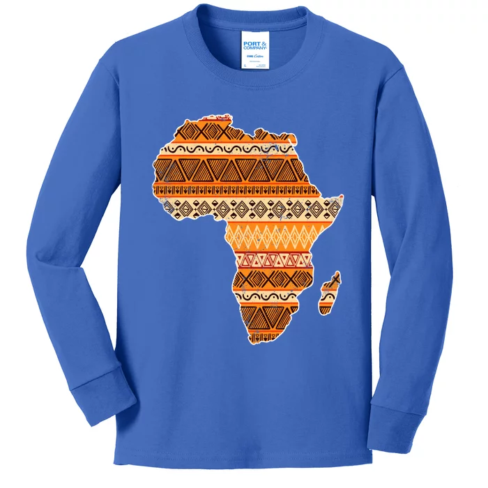 Africa Map Kente Cloth Black History Month Afro Africa Pride Gift Kids Long Sleeve Shirt