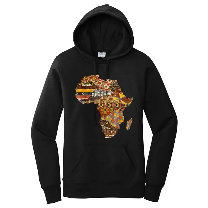 Africa Map Kente Cloth Black History Month Afro Africa Pride Women's Pullover Hoodie