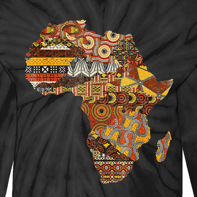 Africa Map Kente Cloth Black History Month Afro Africa Pride Tie-Dye Long Sleeve Shirt