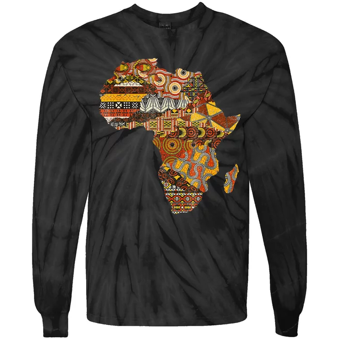 Africa Map Kente Cloth Black History Month Afro Africa Pride Tie-Dye Long Sleeve Shirt