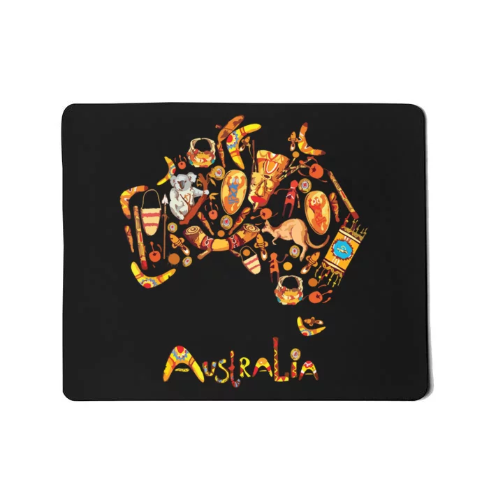 Australia Map Koalas Kangaroos Boomerangs Sydney Opera Mousepad