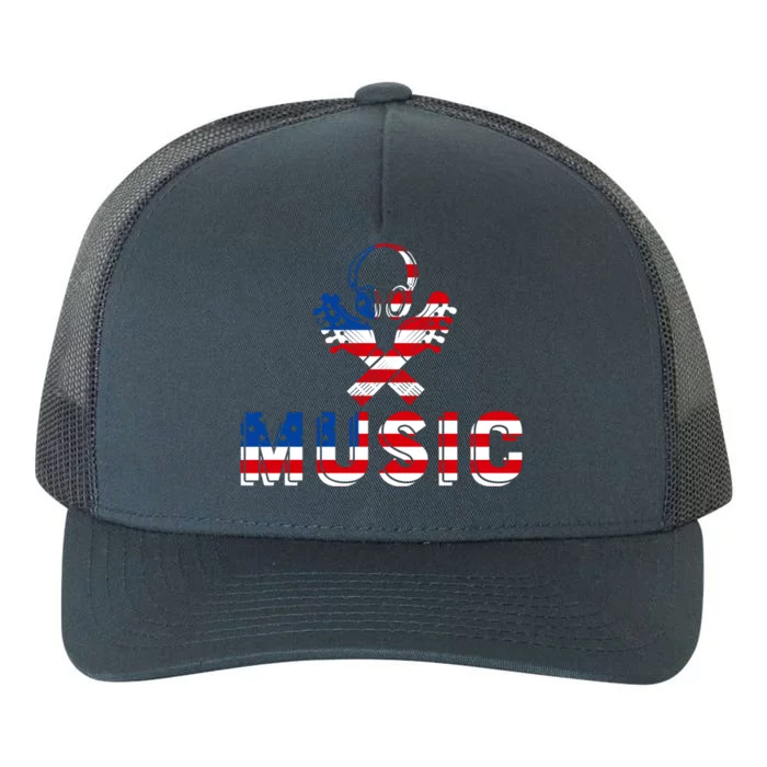 American Music Lover Us Flag Musical Guitar Lover Yupoong Adult 5-Panel Trucker Hat