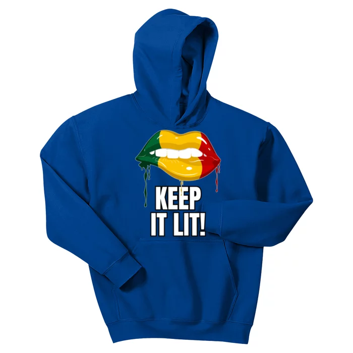 Authentic Melanin Lips Keep It Lit And Unapologetic Design Funny Gift Kids Hoodie