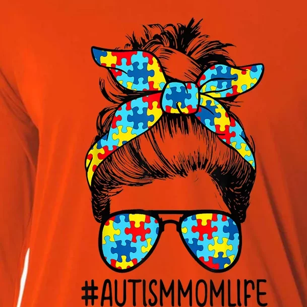 Autism Mom Life Messy Bun Sunglasses Bandana Mothers Day Great Gift Cooling Performance Long Sleeve Crew