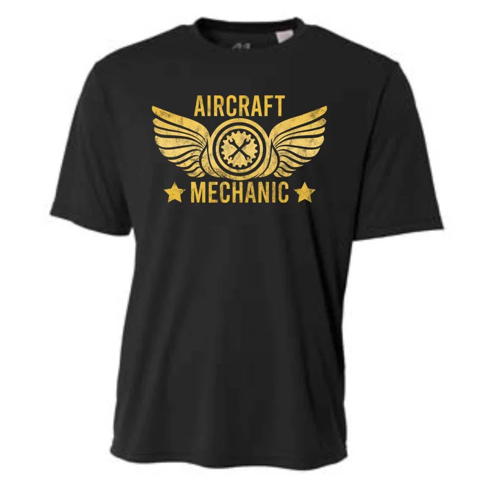 Aircraft Mechanic Logo Badge Aviation Gift Cooling Performance Crew T-Shirt