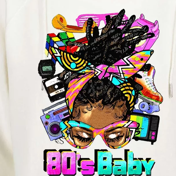 Afro Messy Locs Bun 80s Baby Funny Gift Women Men Kids Womens Funnel Neck Pullover Hood