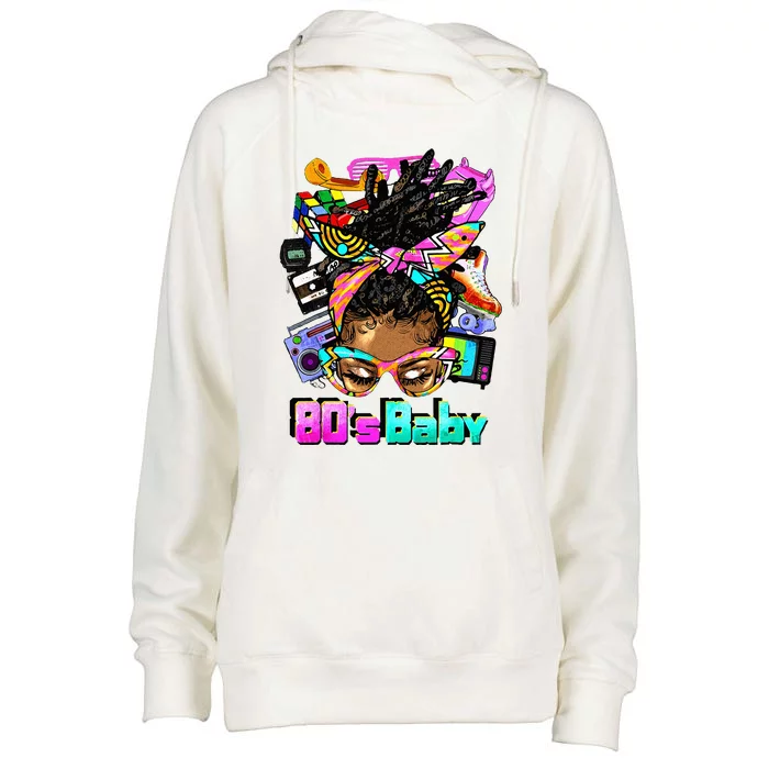 Afro Messy Locs Bun 80s Baby Funny Gift Women Men Kids Womens Funnel Neck Pullover Hood