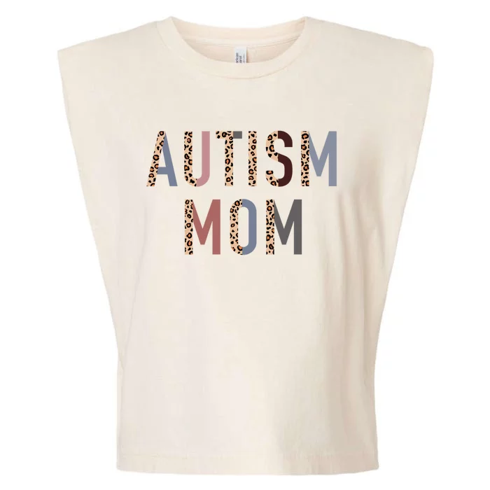 Autism Mom Leopard Print Garment-Dyed Women's Muscle Tee