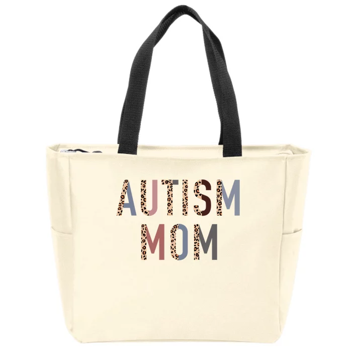 Autism Mom Leopard Print Zip Tote Bag