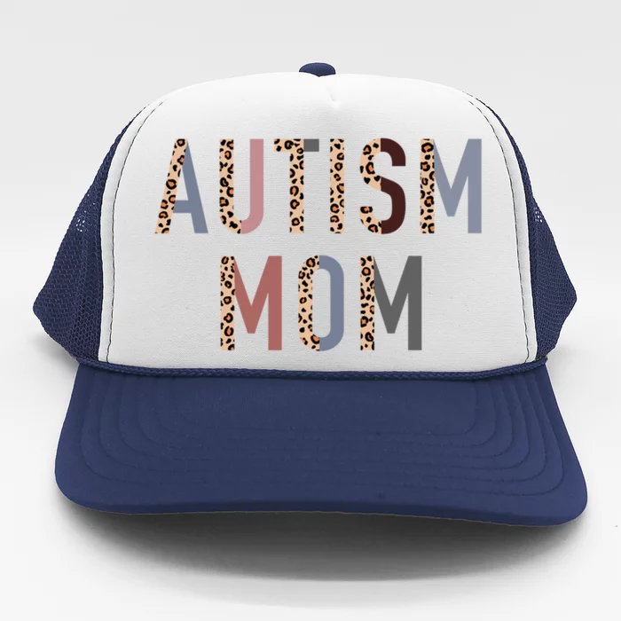 Autism Mom Leopard Print Trucker Hat