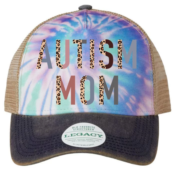 Autism Mom Leopard Print Legacy Tie Dye Trucker Hat