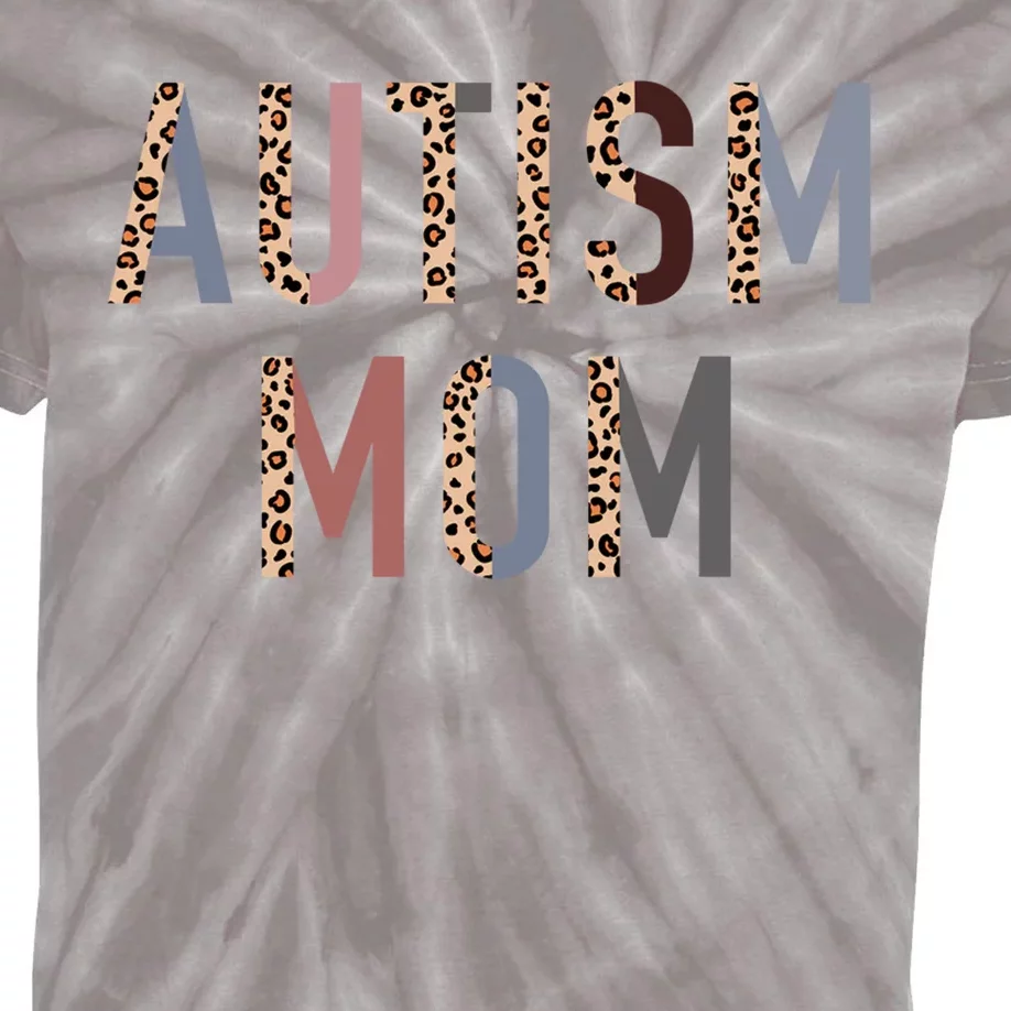 Autism Mom Leopard Print Kids Tie-Dye T-Shirt