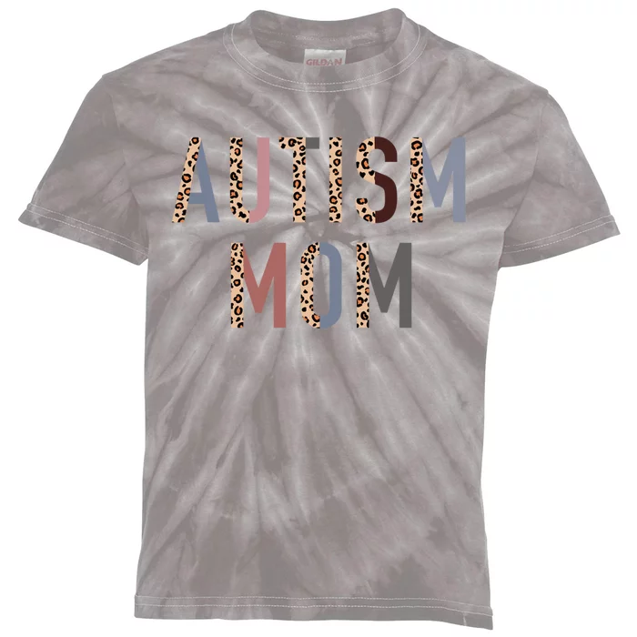 Autism Mom Leopard Print Kids Tie-Dye T-Shirt