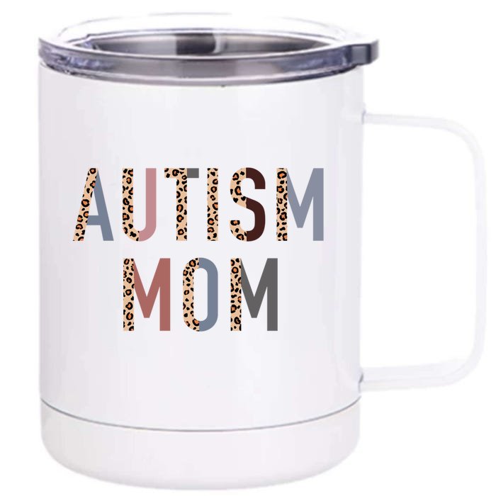 Autism Mom Leopard Print Front & Back 12oz Stainless Steel Tumbler Cup