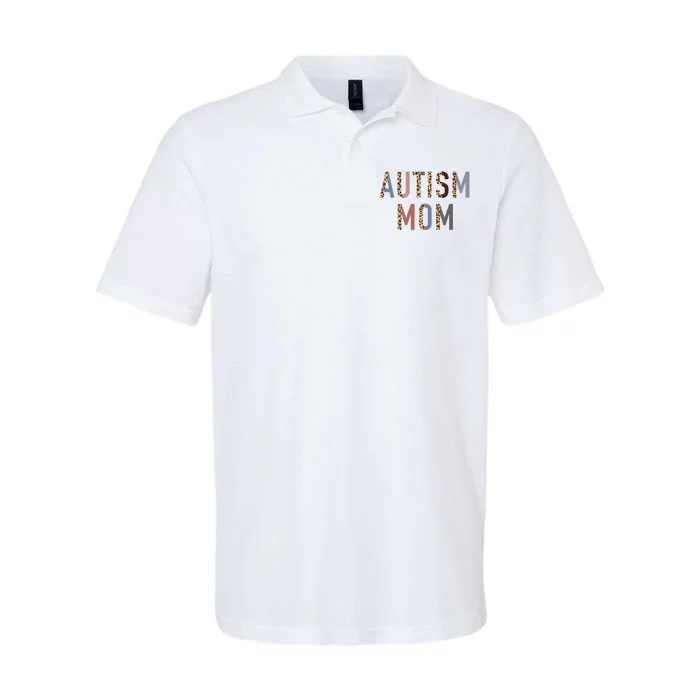 Autism Mom Leopard Print Softstyle Adult Sport Polo