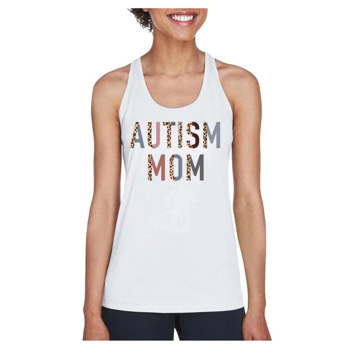 Autism Mom Leopard Print Women's Racerback Tank