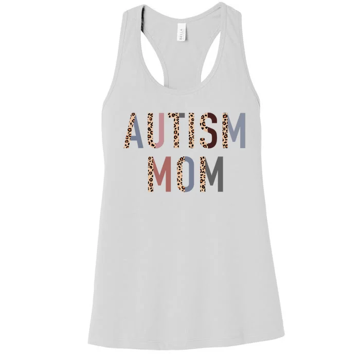 Autism Mom Leopard Print Women's Racerback Tank