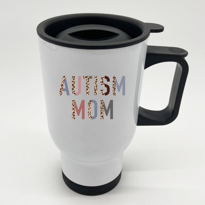 Autism Mom Leopard Print Front & Back Stainless Steel Travel Mug