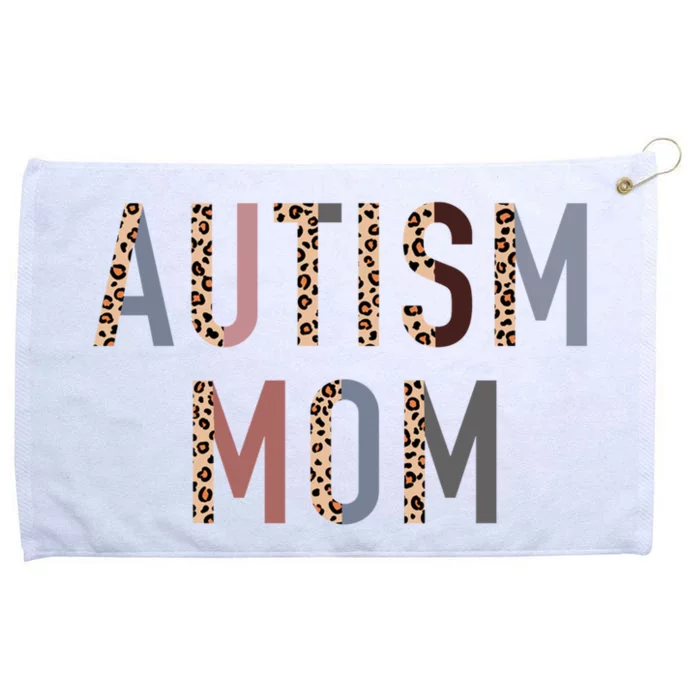 Autism Mom Leopard Print Grommeted Golf Towel