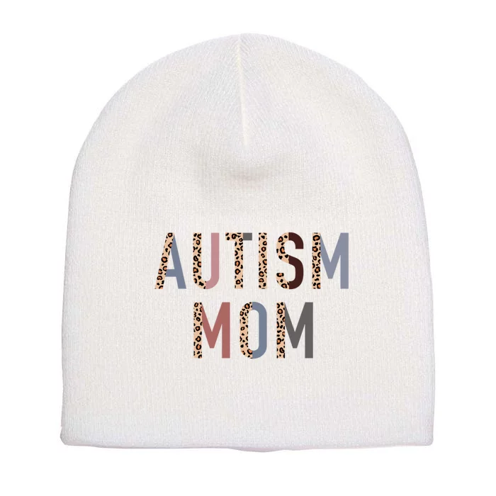 Autism Mom Leopard Print Short Acrylic Beanie