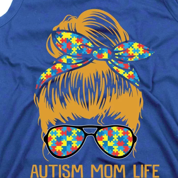 Autism Mom Life Messy Bun Gift Autism Mom Cute Gift Tank Top