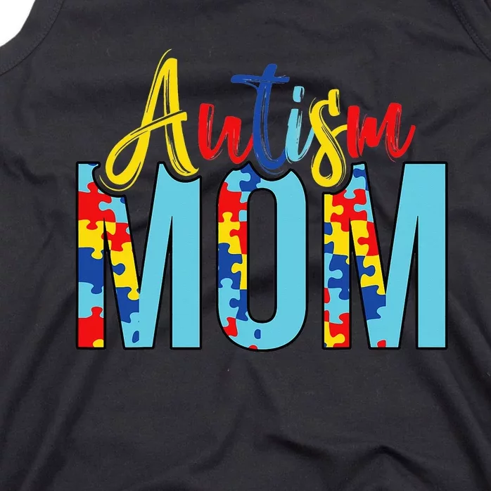 Autism Mom Life Puzzle Mothers Day Autism Mom Tank Top