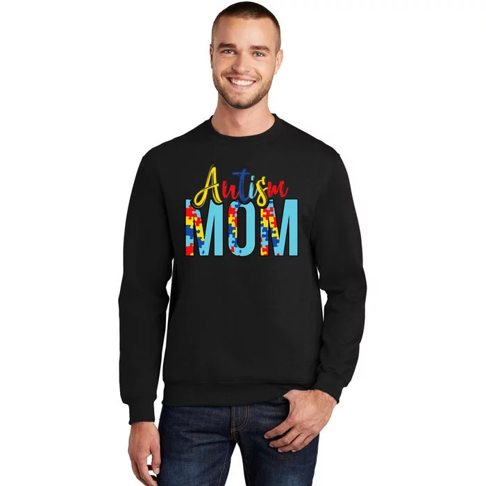 Autism Mom Life Puzzle Mothers Day Autism Mom Tall Sweatshirt