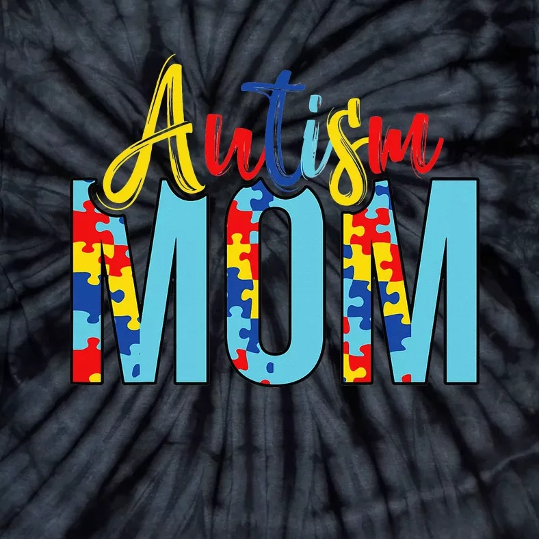 Autism Mom Life Puzzle Mothers Day Autism Mom Tie-Dye T-Shirt