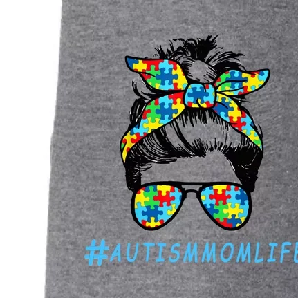 Autism Mom Life Autistic Son Sunglasses Bandana Messy Bun Gift Doggie 3-End Fleece Hoodie