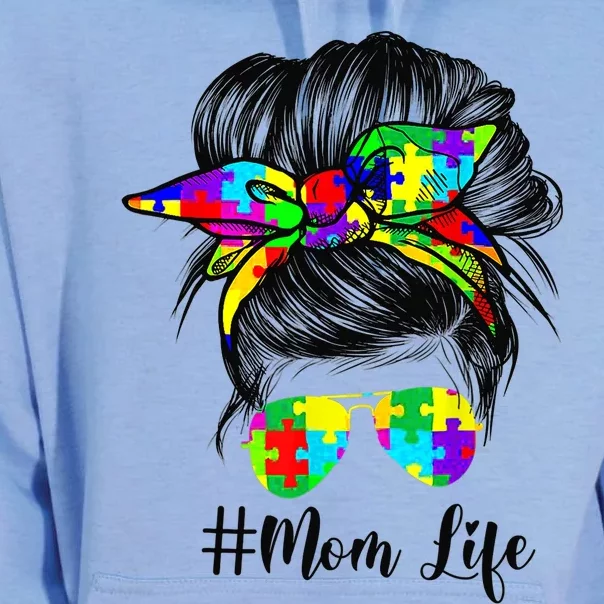 Autism Mom Life Messy Bun Sunglasses Bandana Mother’s Day Unisex Surf Hoodie