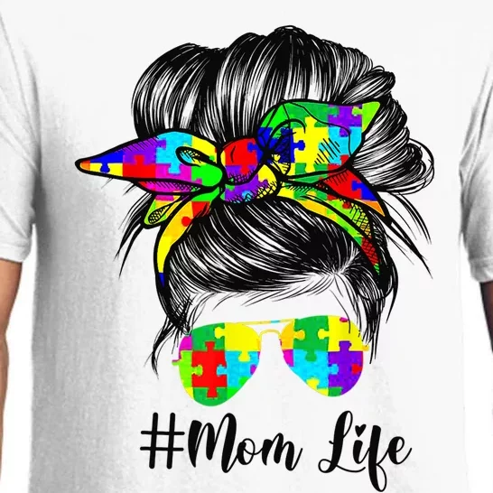 Autism Mom Life Messy Bun Sunglasses Bandana Mother’s Day Pajama Set