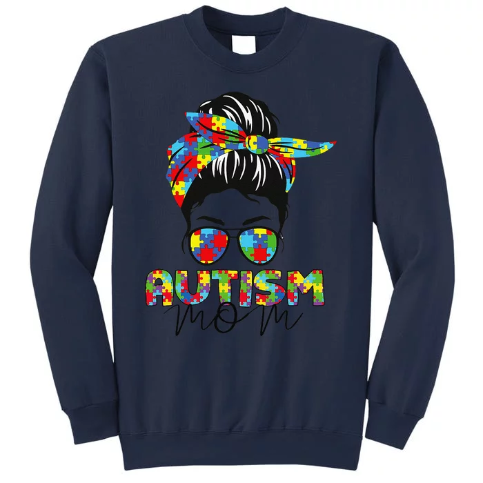 Autism Mom Life Messy Bun Sunglasses Bandana Mother’s Day Sweatshirt